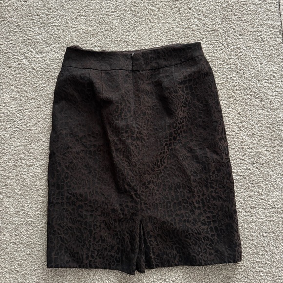 Ann Taylor Brown Leopard Print Pencil Skirt Virgin Wool Animal Women's 6 Petite - Picture 3 of 4